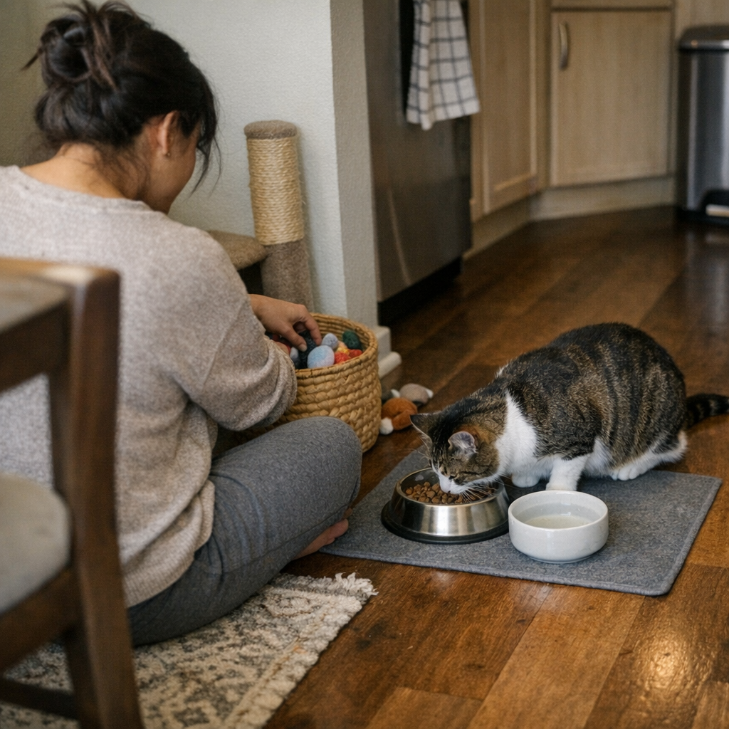 Finding Calm in the Rhythm of Cat Play and Meals